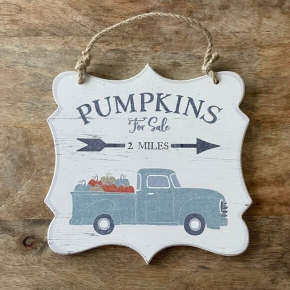 NEW Fall Pumpkins For Sale Wood Hanging Sign - Picture 1 of 2